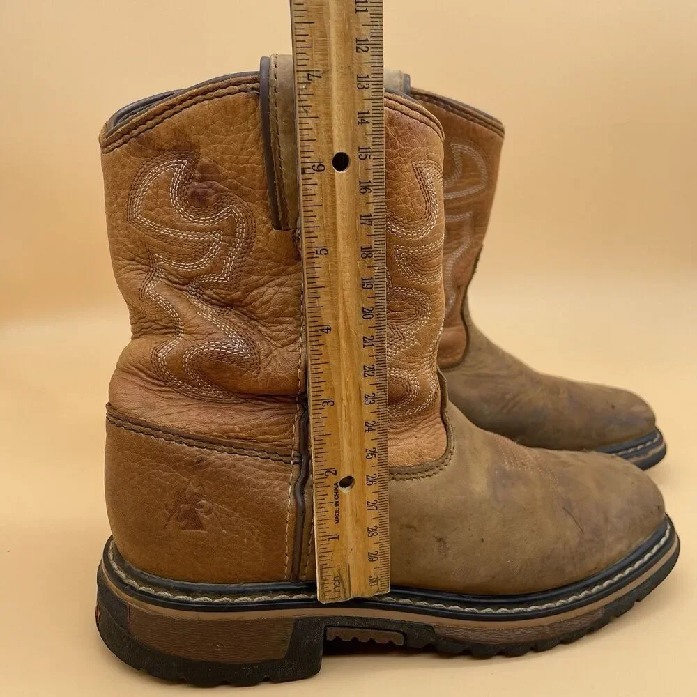 Rocky RKYW090 KIDS 7in Waterproof Square Toe Pull On Western Boot Size 4M Tan